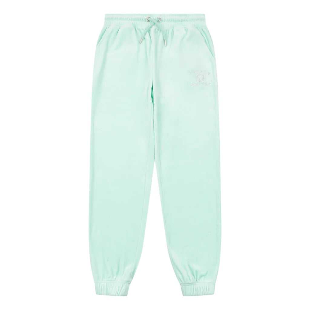 Juicy Couture Girl's Yucca Green Velour Diamanté Joggers