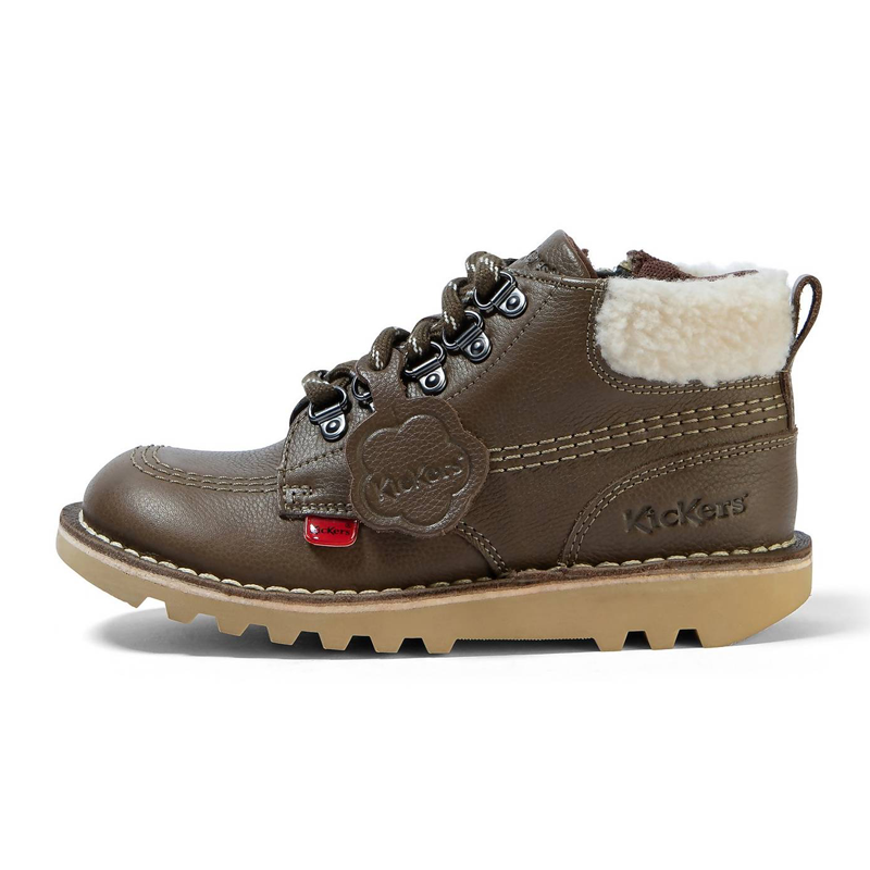 Kickers Junior Boys Kick Hi Winter Leather Khaki