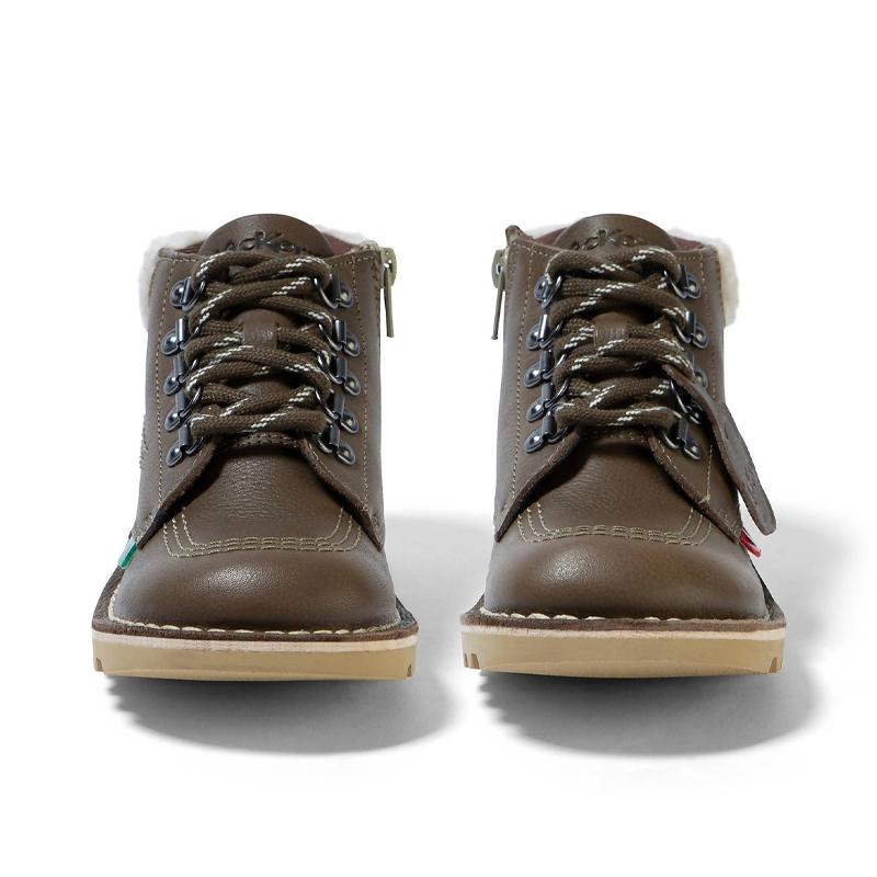 Kickers Junior Boys Kick Hi Winter Leather Khaki