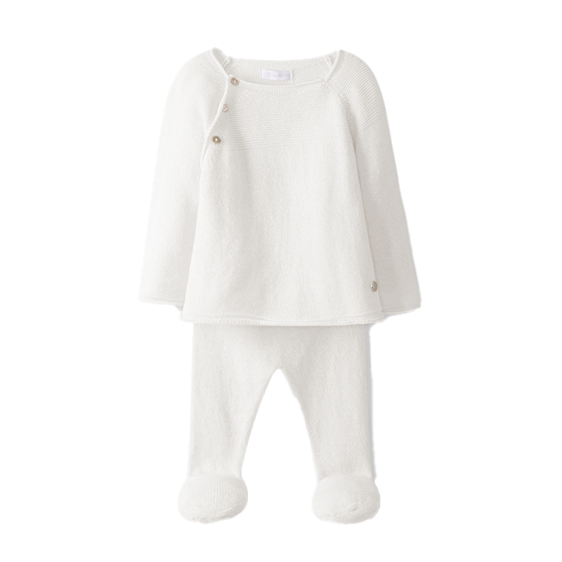 Laranjinha Unisex Baby White Wool 2-Piece Set