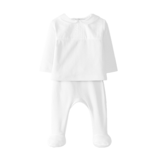 Laranjinha Unisex Baby White Detailed Two-Piece Set