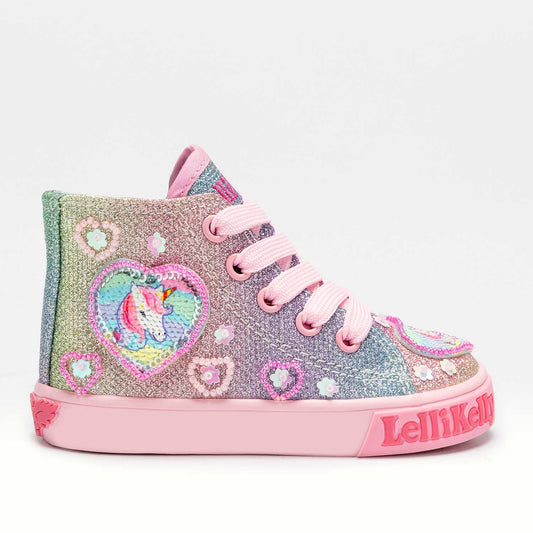 Lelli Kelly Gem Multi Glitter Unicorn Sparkle Baby Boots HI-Top