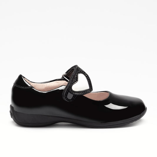 Lelli Kelly (F) Black Patent Leather Colourissima Interchangeable Heart School Shoes