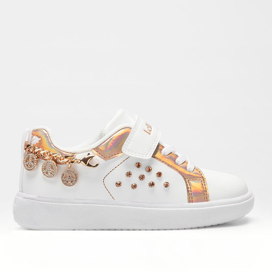 Lelli Kelly Girl's Rose Gold & White Gioiello Diamante Trainer