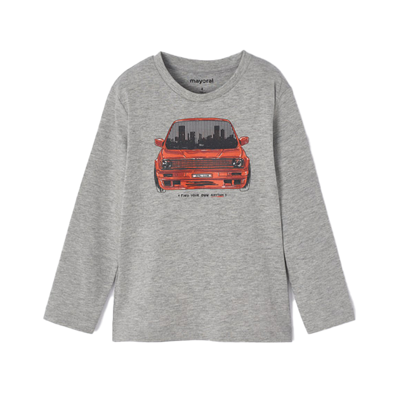 Mayoral Boy's Grey ECOFRIENDS Long-Sleeve 'Car' Graphic T-Shirt