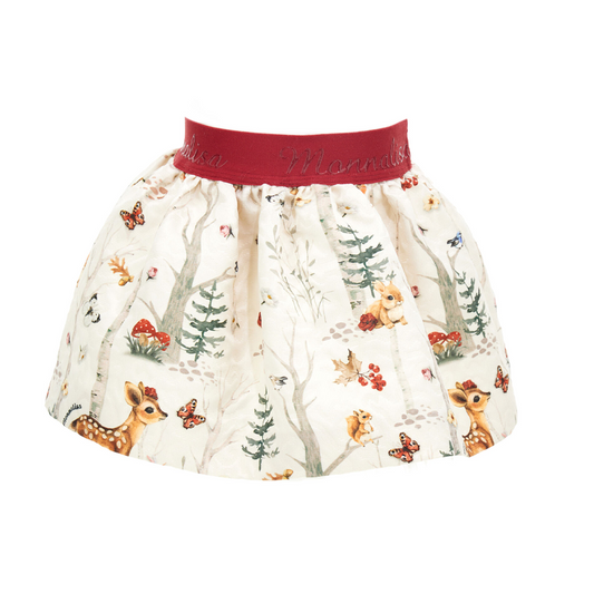 Monnalisa Girl's Forest Treasures Print Brocade Skirt