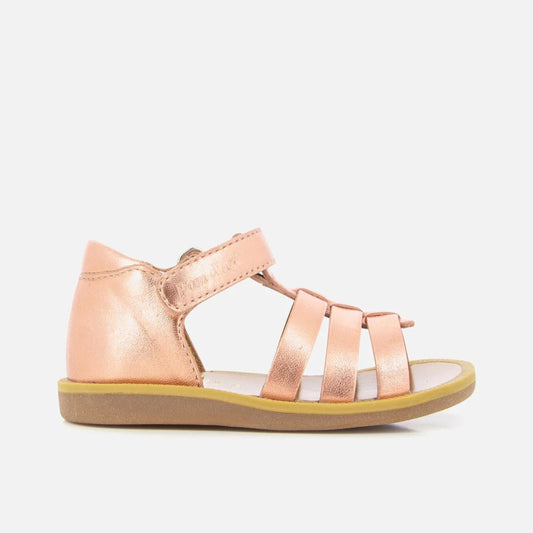 Pom D Api Girl's Rose Gold Poppy Strap Sandals