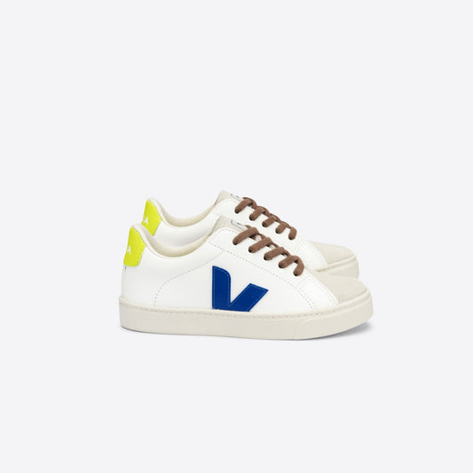 Veja Boy's White Indigo & Yellow Fluo Trainers