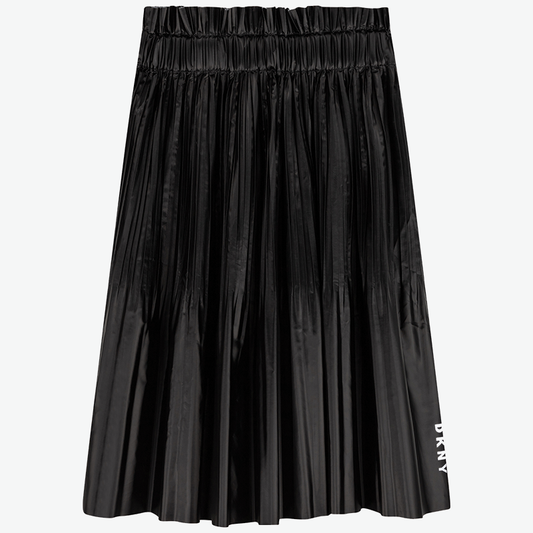 DKNY Black Latex-Feel Pleated Skirt