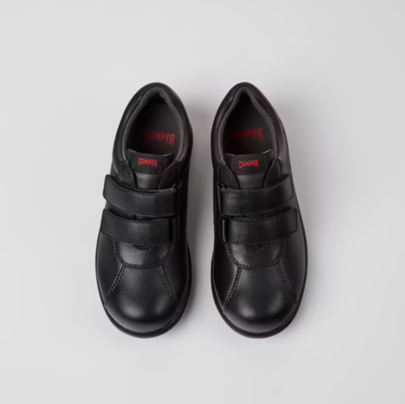 Camper Boy's Black Leather & Textile 'Pelotas' School Shoes