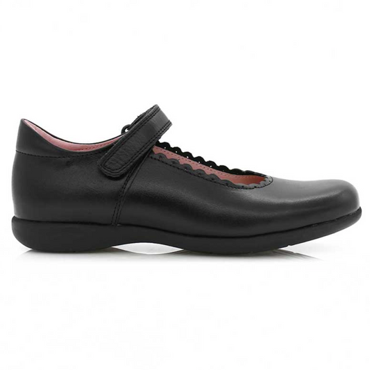 Petasil Blanche Black Leather Velcro Shoe