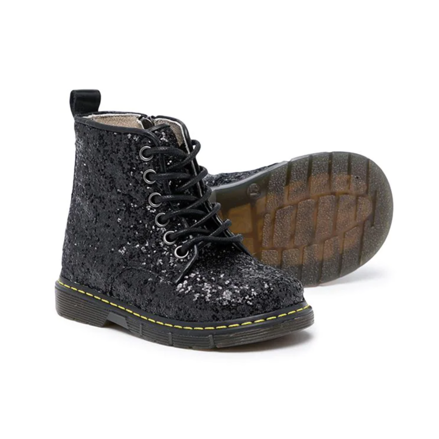 Babywalker Girl's Anthracite Sequin-Embellished Lace-Up Boots