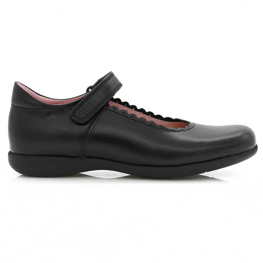 Petasil Girl's Black Leather 'Blanche' School Shoes