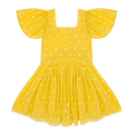 The Middle Daughter Girl's Sour Lemon Spot 'Square The Circle' Dress