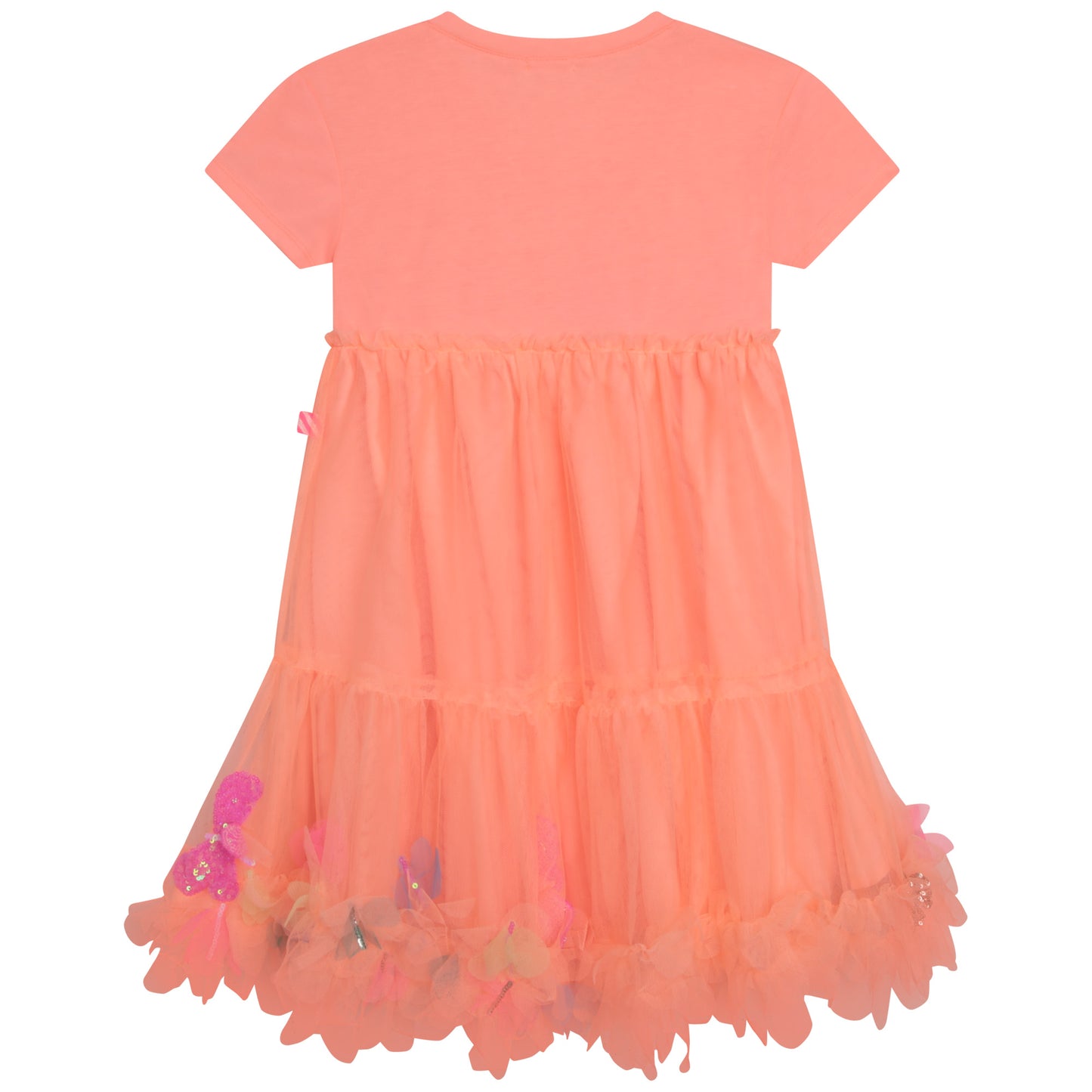 Billie Blush Girl's Apricot Bi-Material Sequin Dress