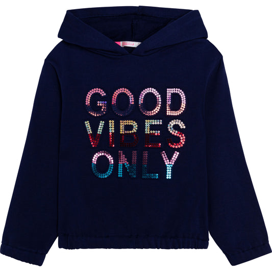 Billie Blush Girl's Navy 'Good Vibes' Hooded Sweatshirt