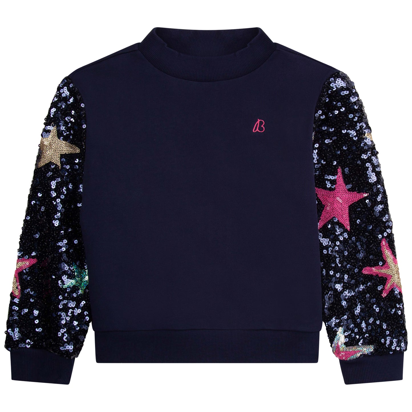 Billie Blush Girl's Navy Fancy Fleece Embroidered Sweatshirt