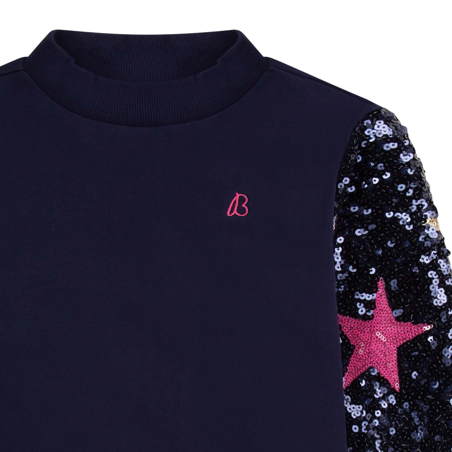 Billie Blush Girl's Navy Fancy Fleece Embroidered Sweatshirt