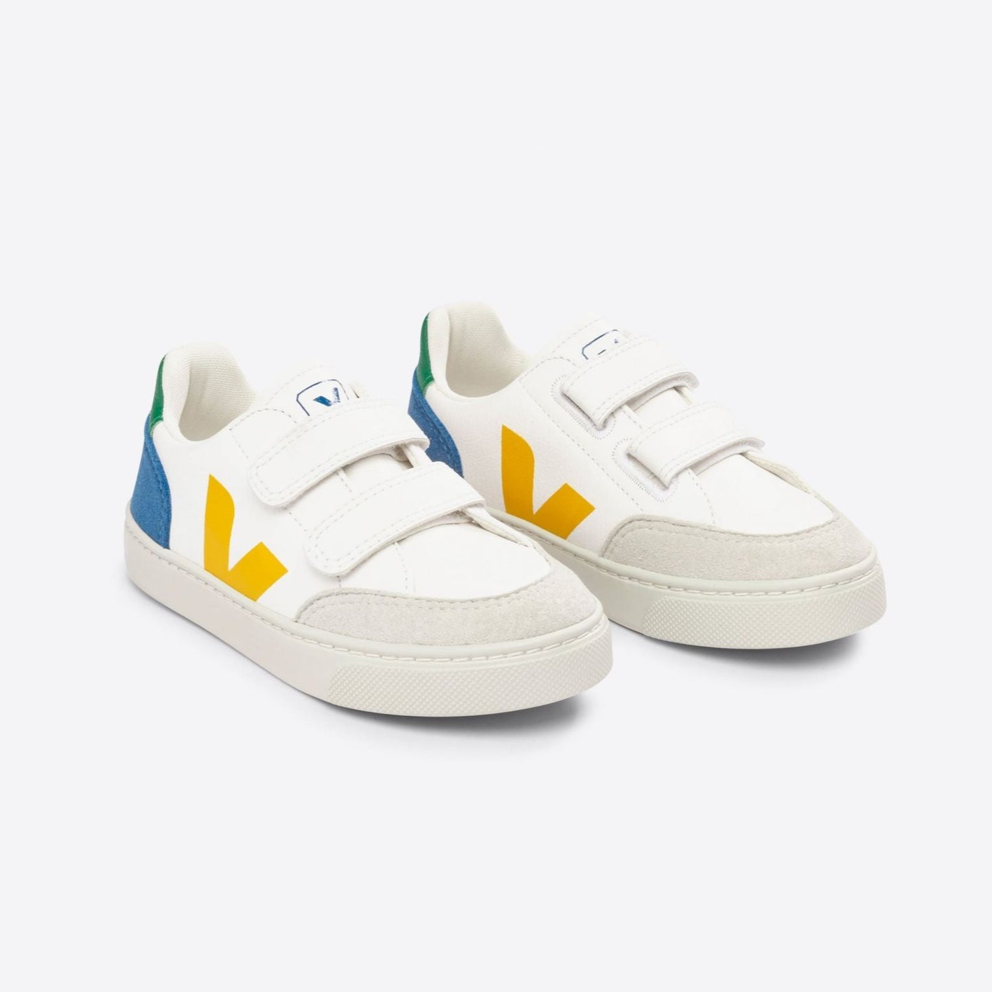 Veja Unisex Kid's V-12 Leather White Multico Indigo Trainers