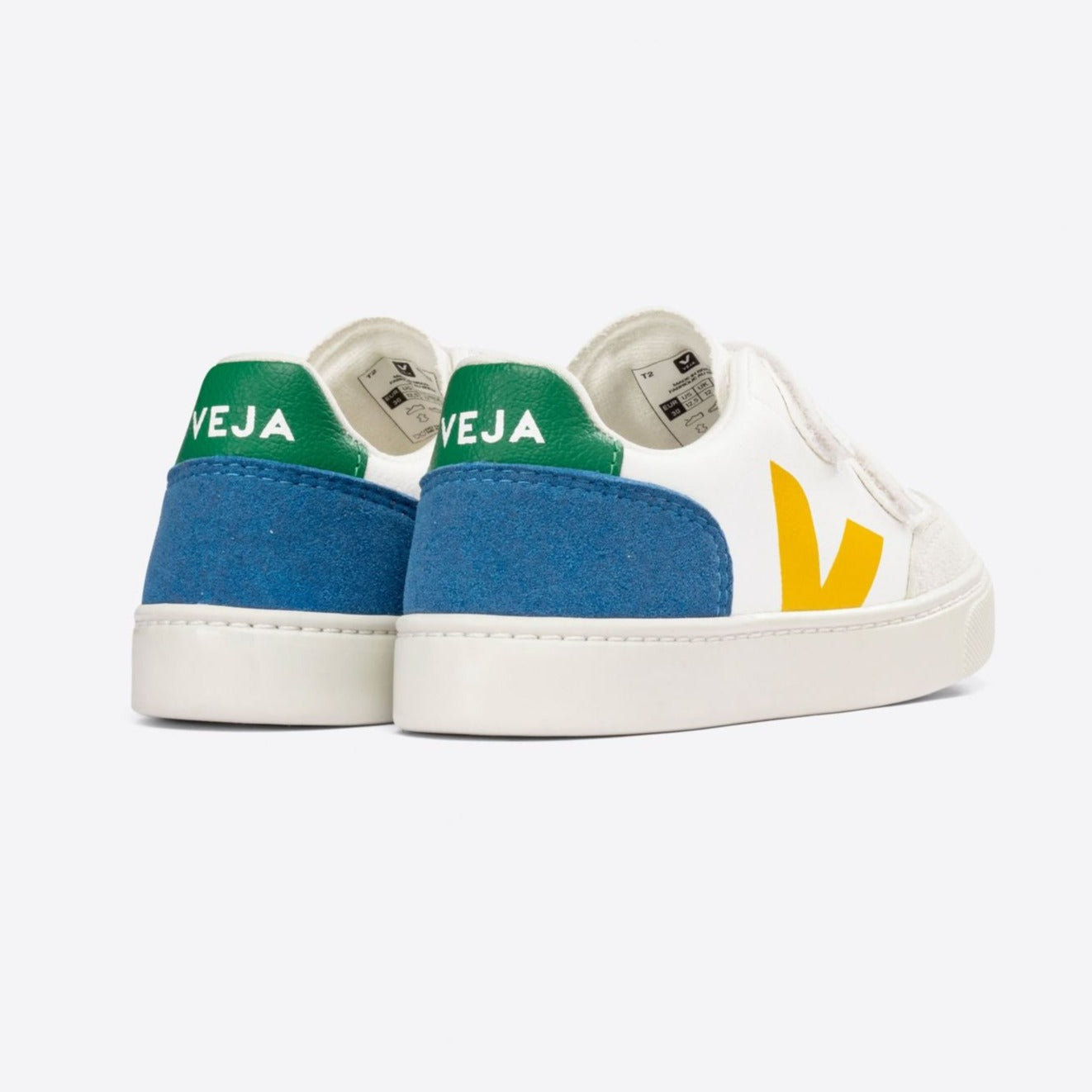 Veja Unisex Kid's V-12 Leather White Multico Indigo Trainers