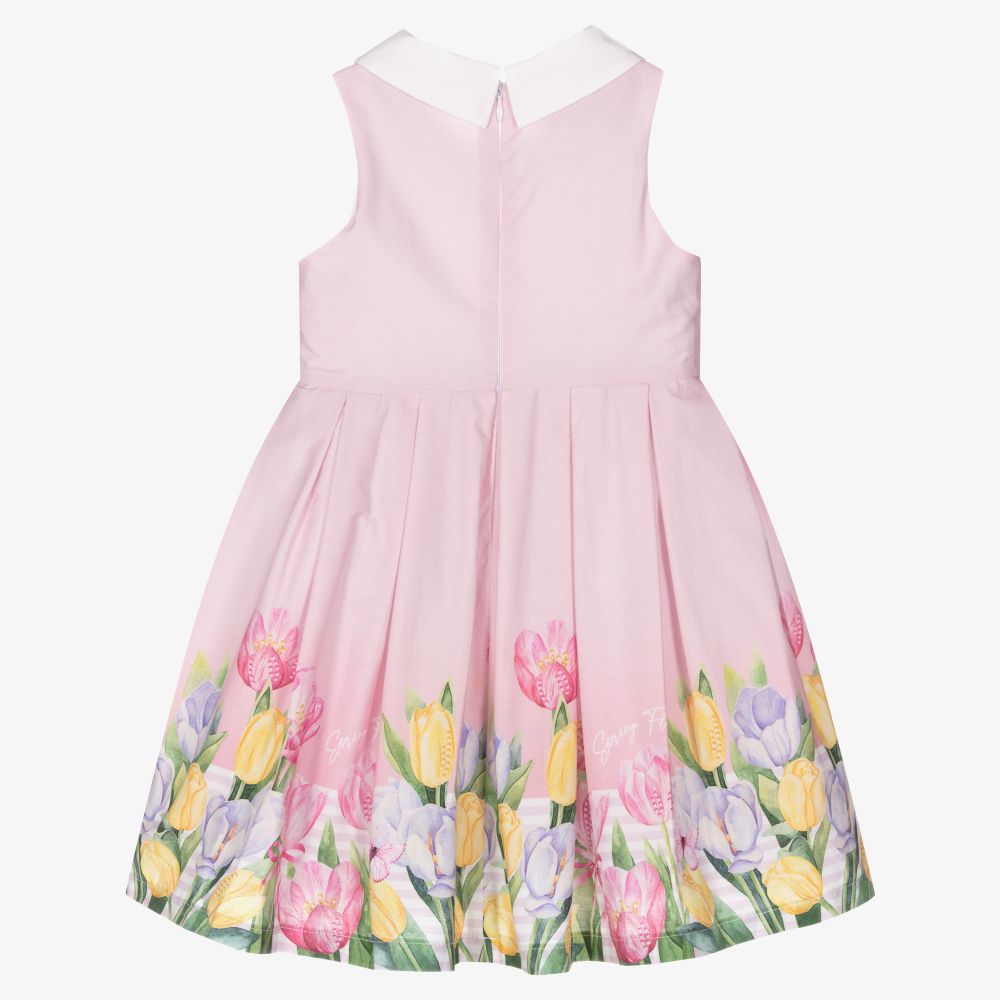 Balloon Chic Girl's Pink Tulip Cotton Dress