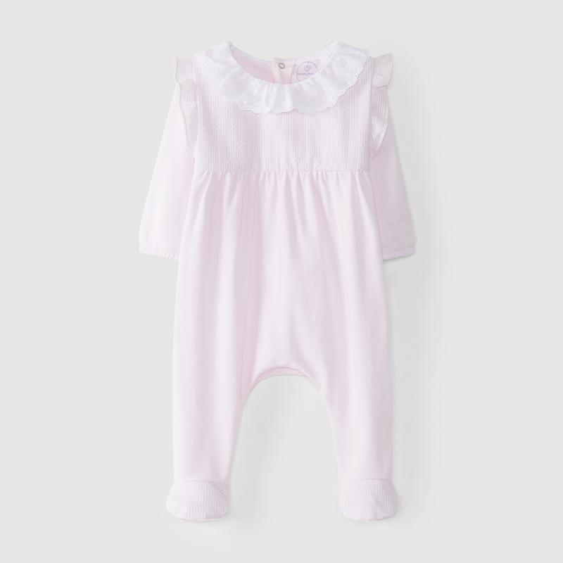 Laranjinha Baby Girl's Pink Classic Ruffle Babygrow