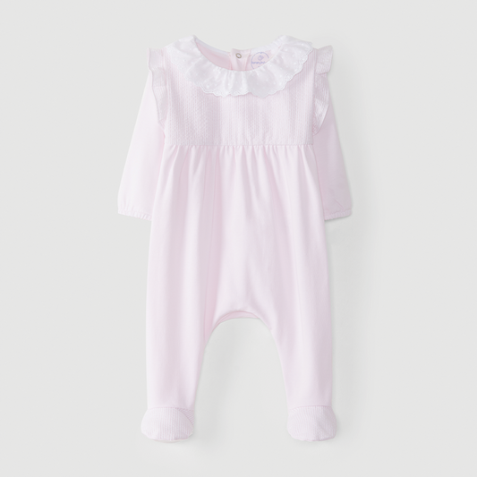 Laranjinha Baby Girl's Pink Classic Ruffle Babygrow