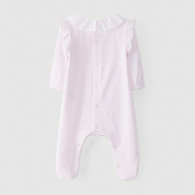 Laranjinha Baby Girl's Pink Classic Ruffle Babygrow