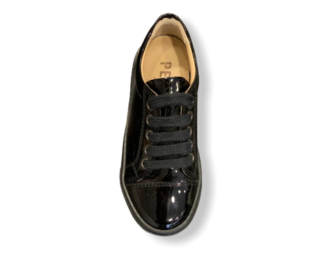 Petasil Peel Black Patent Lace Up School Shoe