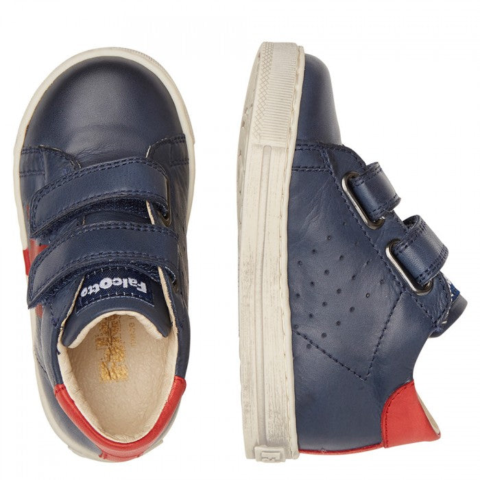 Falcotto Baby Boy's Navy & Red Leather Venus VL Low Trainers