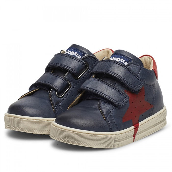 Falcotto Baby Boy's Navy & Red Leather Venus VL Low Trainers