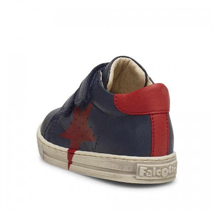 Falcotto Baby Boy's Navy & Red Leather Venus VL Low Trainers