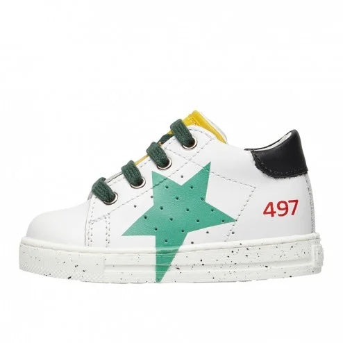 Falcotto Baby Boy's White & Green Leather Salazar Low Trainers