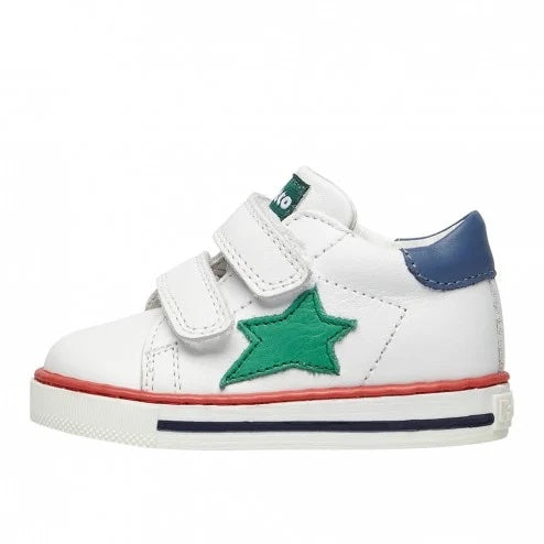 Falcotto Baby Boy's White & Green Leather Sasha VL Low Trainers
