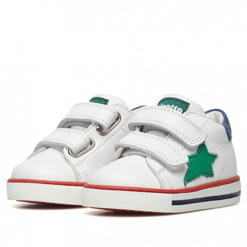 Falcotto Baby Boy's White & Green Leather Sasha VL Low Trainers