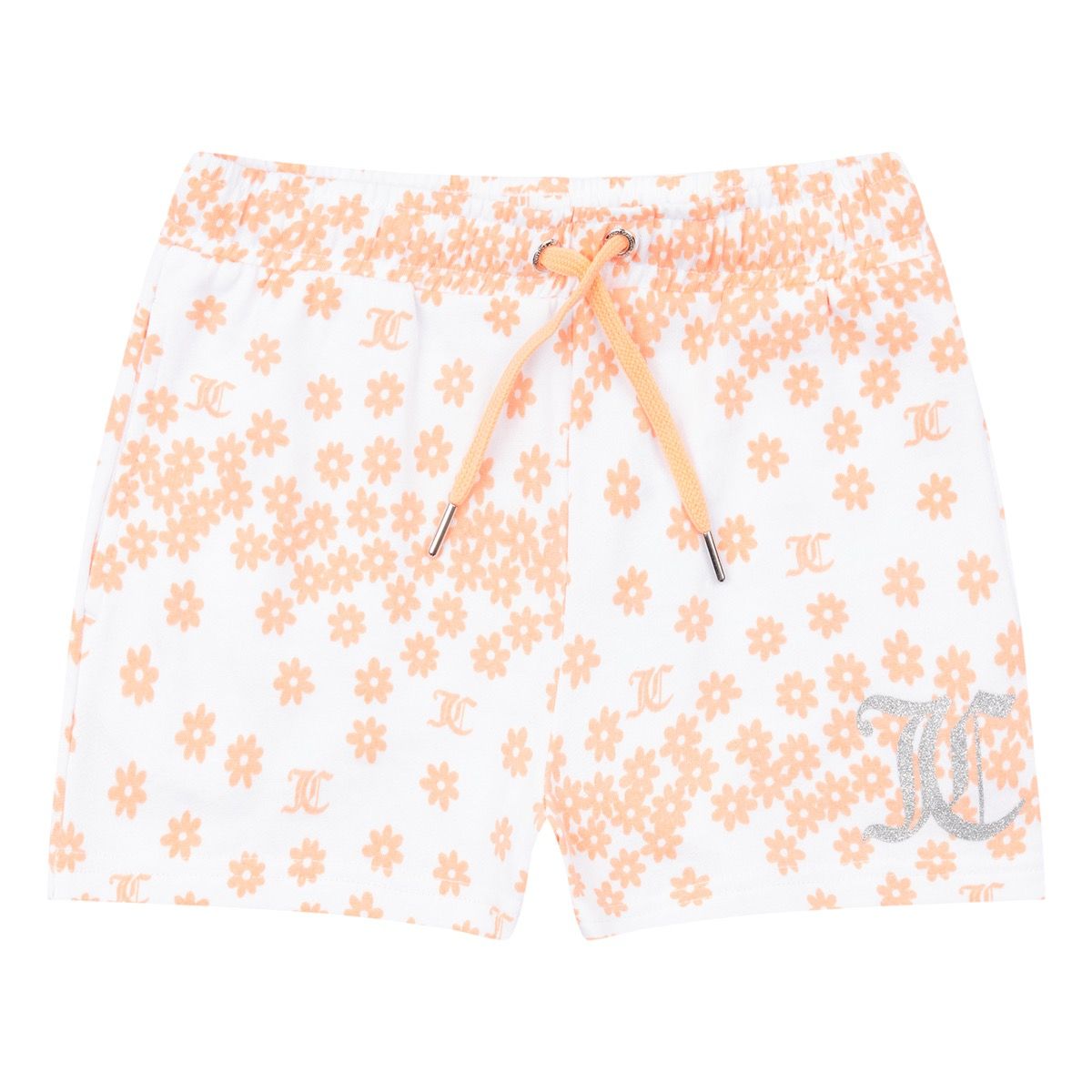 Juicy Couture Girl's White & Peach Daisy Print Shorts