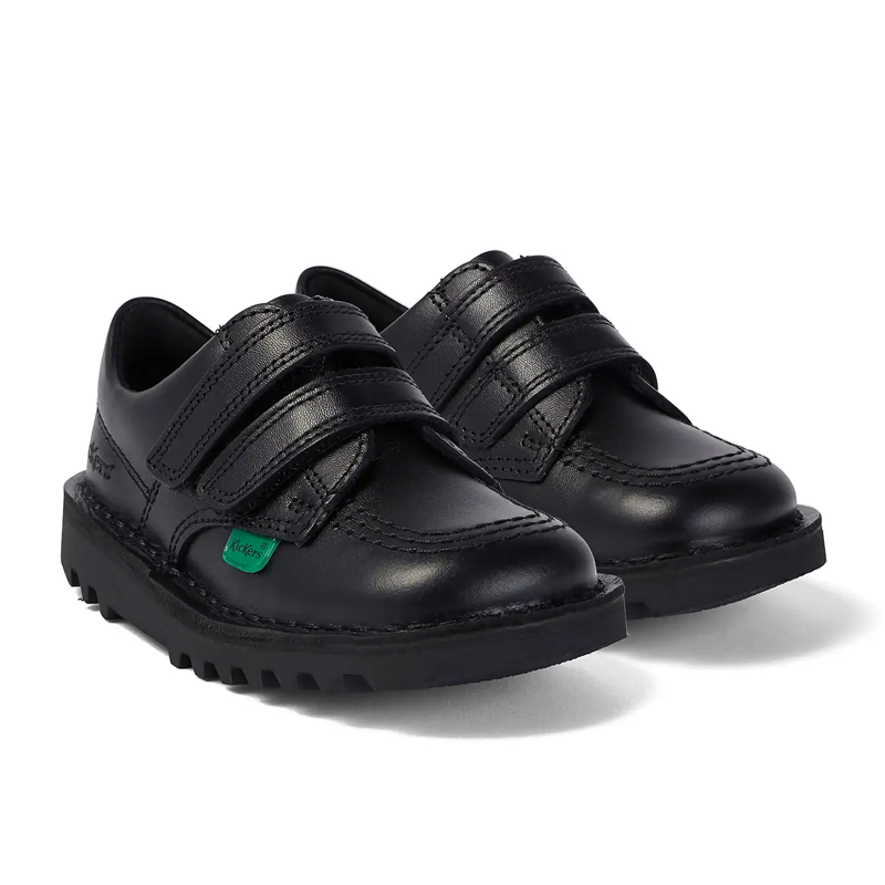 Kickers Junior Unisex Lo Twin Black Leather School Shoes