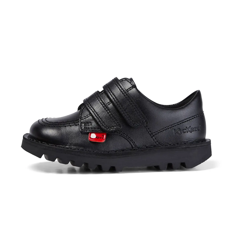 Kickers Junior Unisex Lo Twin Black Leather School Shoes