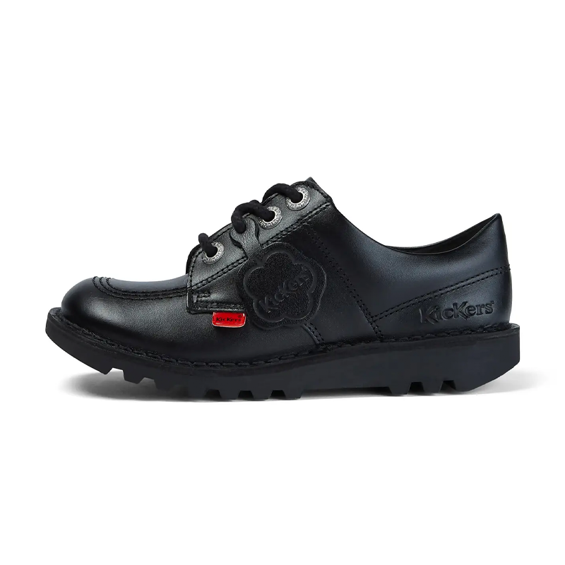 Kickers Junior Unisex Kick Lo Black Leather School Shoes