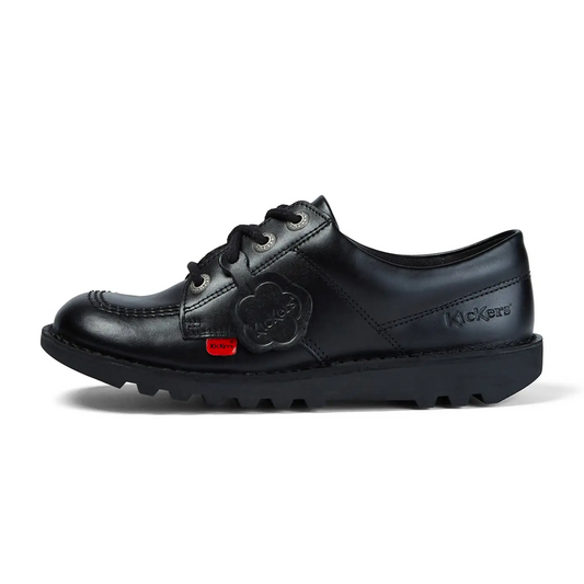 Kickers Youth Unisex Kick Lo Black Leather School Shoes