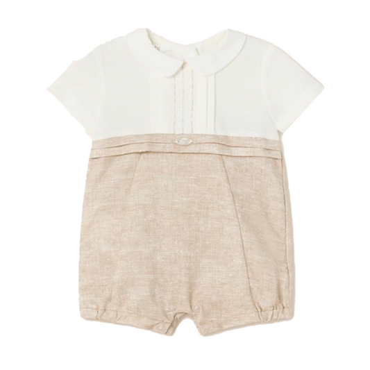 Mayoral Unisex Baby Beige Linen Romper