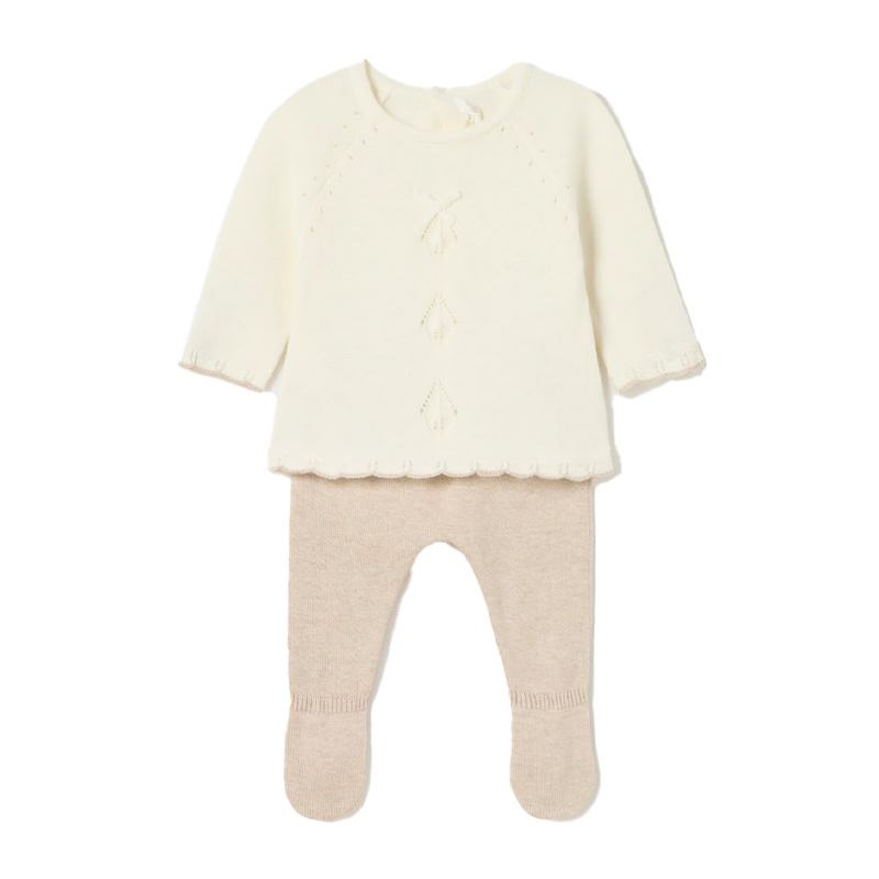 Mayoral Unisex Baby Beige Knitted 2-Piece Set