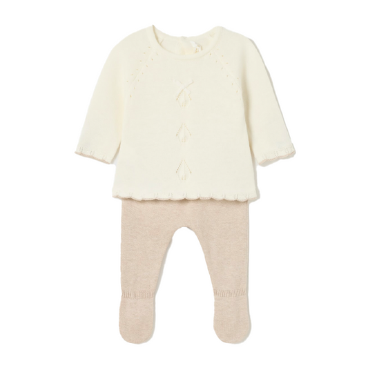 Mayoral Unisex Baby Beige Knitted 2-Piece Set