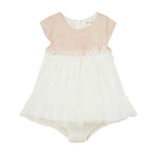 Mayoral Baby Girl's Off-White Linen Ruffle dress