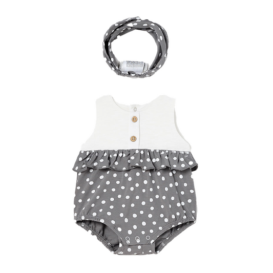 Mayoral Baby Girl's Elephant Grey Print Headband & Romper Set