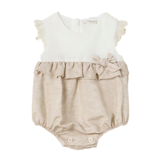 Mayoral Baby Girl's Beige Linen Romper