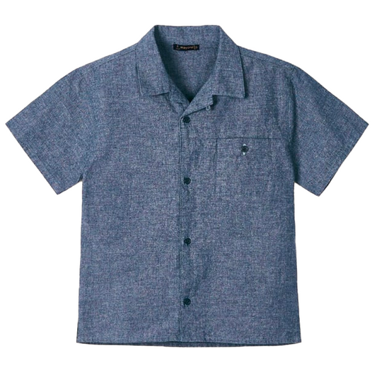 Mayoral Boy's Blue Linen Lapel Collar Shirt