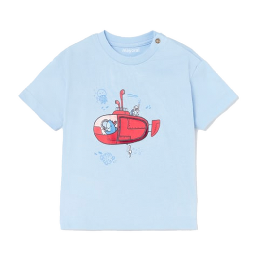 Mayoral Baby Boy's Light Blue Submarine Cotton Interactive T-Shirt