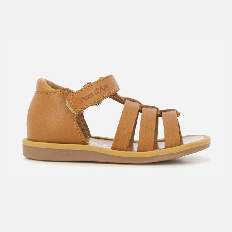 Pom D Api Girl's Camel Leather Poppy Strap Sandals