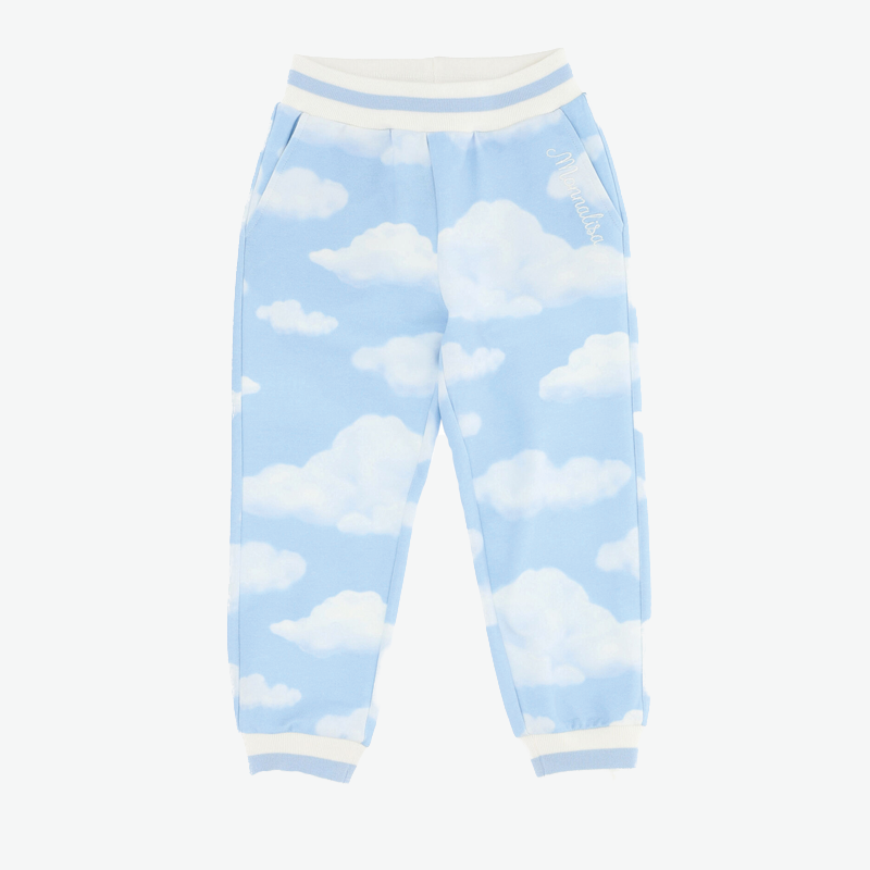 Monnalisa Girl's Cloud Print Fleece Joggers